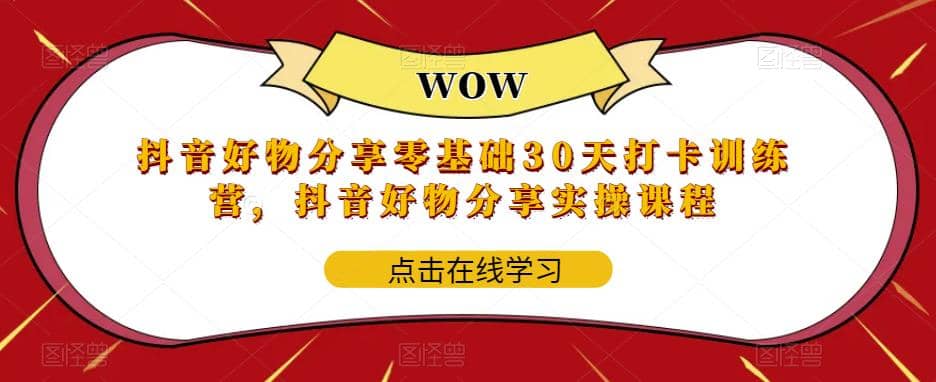 抖音好物分享0基础30天-打卡特训营，抖音好物分享实操课程-廉价云资源网