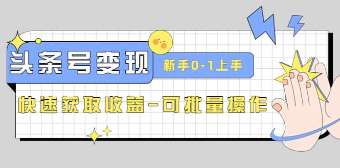 2023头条号实操变现课：新手0-1轻松上手，快速获取收益-可批量操作-廉价云资源网