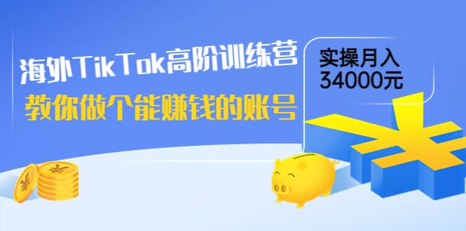 海外TikTok高阶训练营：教你做个能赚钱的账号，实操月入34000元！-廉价云资源网