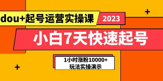 小白7天快速起号：dou+起号运营实操课，实战1小时涨粉10000+玩法演示-廉价云资源网