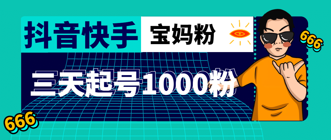 抖音快手三天起号涨粉1000宝妈粉丝的核心方法【详细玩法教程】-廉价云资源网