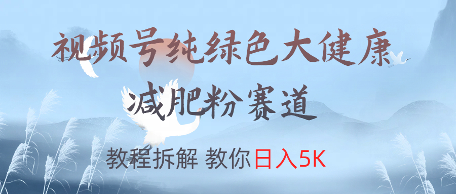 视频号纯绿色大健康粉赛道，教程拆解，教你日入5K-廉价云资源网