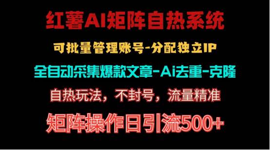 红薯矩阵自热系统，独家不死号引流玩法！矩阵操作日引流500+-廉价云资源网
