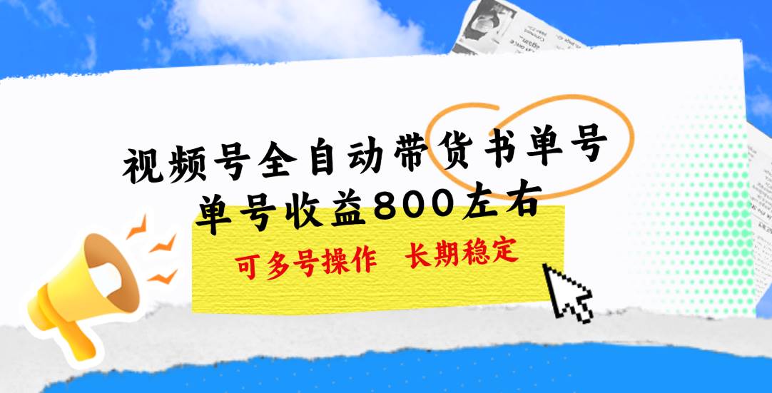 视频号带货书单号，单号收益800左右 可多号操作，长期稳定-廉价云资源网