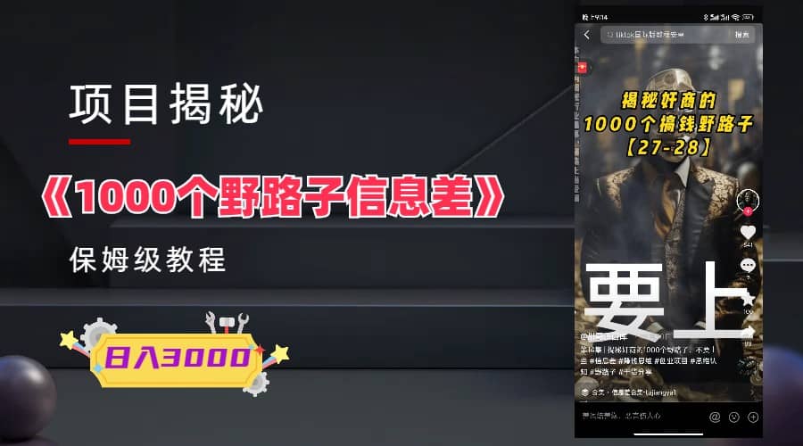 1000个野路子信息差保姆式教程-单日变现3000+的玩法解密-廉价云资源网