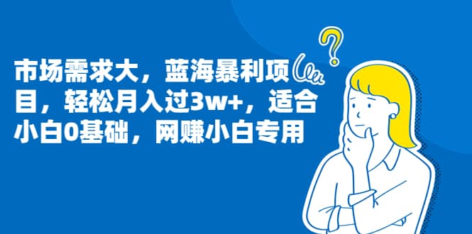 市场需求大，蓝海暴利项目，轻松月入过3w+，适合小白0基础，网赚小白专用-廉价云资源网