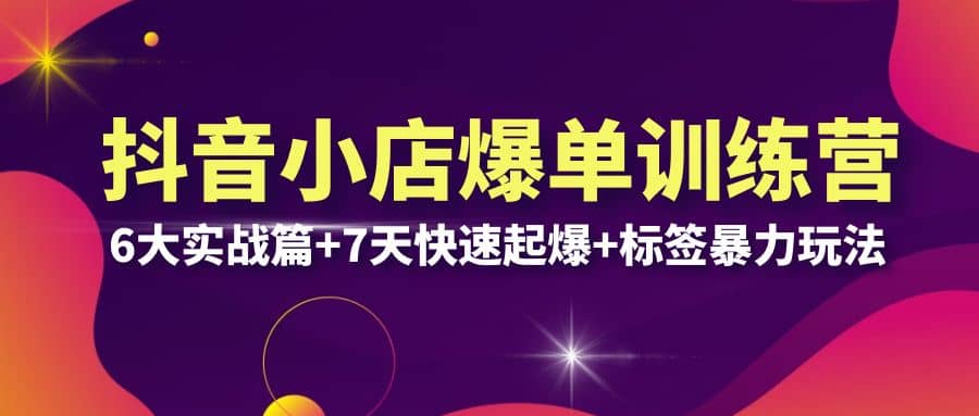 抖音小店爆单训练营VIP线下课：6大实战篇+7天快速起爆+标签暴力玩法(32节)-廉价云资源网