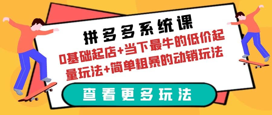拼多多系统课：0基础起店+当下最牛的低价起量玩法+简单粗暴的动销玩法-廉价云资源网