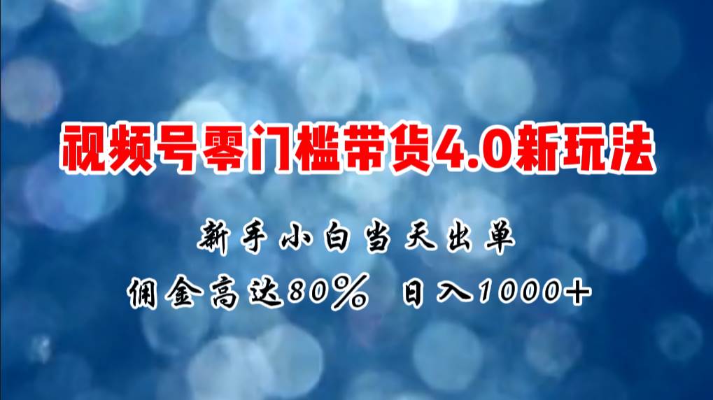 微信视频号零门槛带货4.0新玩法，新手小白当天见收益，日入1000+-廉价云资源网