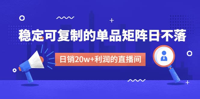 某电商线下课程，稳定可复制的单品矩阵日不落，做一个日销20w+利润的直播间-廉价云资源网