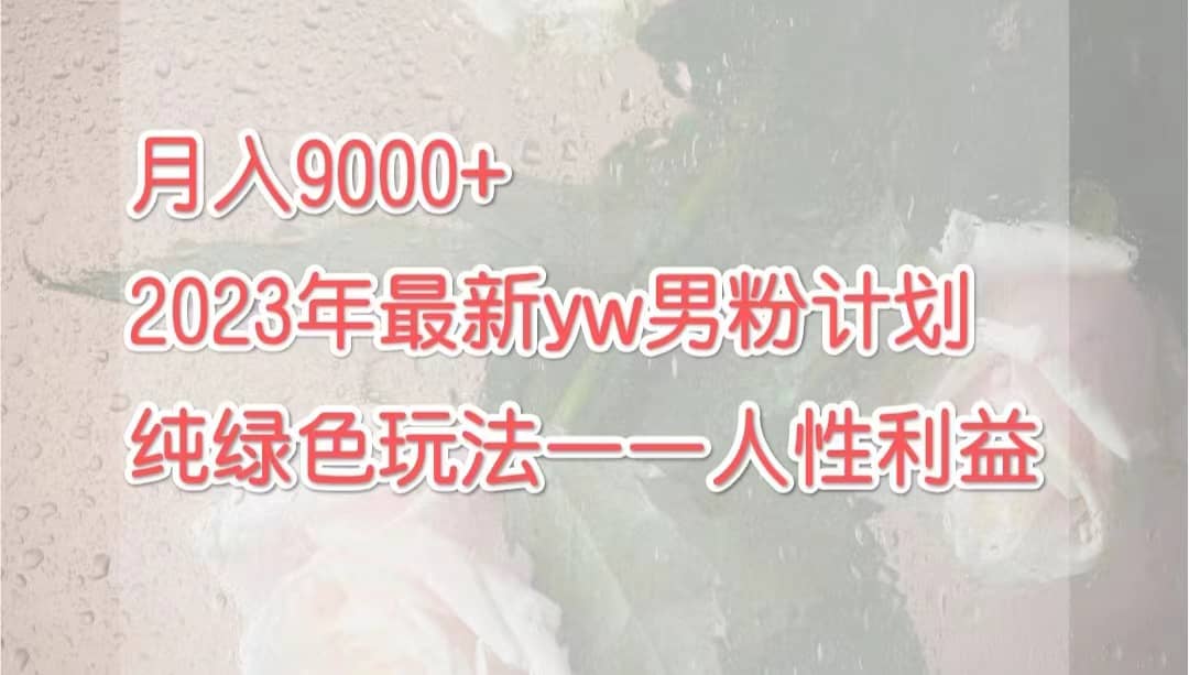 月入9000+2023年9月最新yw男粉计划绿色玩法——人性之利益-廉价云资源网