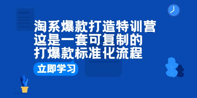 淘系爆款打造特训营：这是一套可复制的打爆款标准化流程-廉价云资源网
