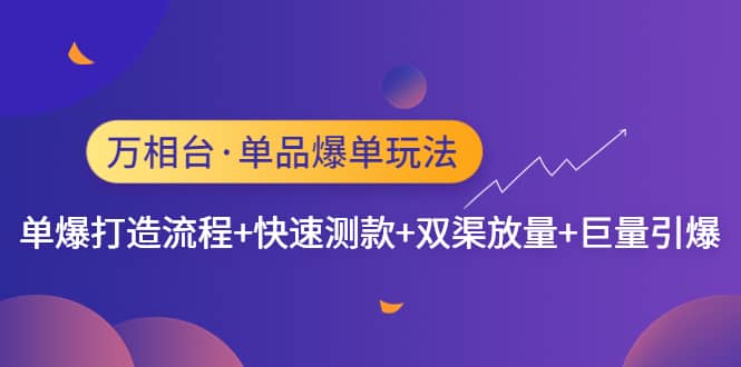 万相台·单品爆单玩法，单爆打造流程+快速测款+双渠放量+巨量引爆-廉价云资源网