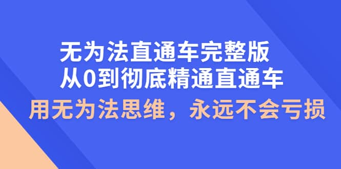 无为法直通车完整版：从0到彻底精通直通车，用无为法思维，永远不会亏损-廉价云资源网