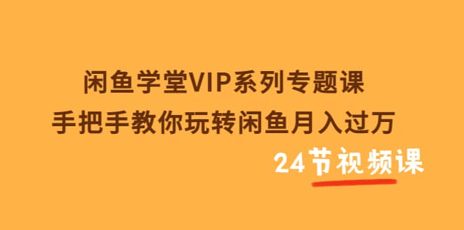 闲鱼学堂VIP系列专题课：手把手教你玩转闲鱼月入过万（共24节视频课）-廉价云资源网