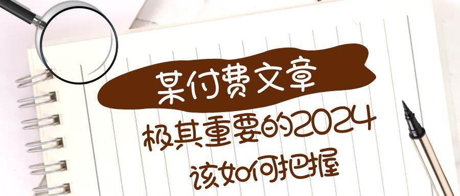 极其重要的2024该如何把握？【某公众号付费文章】-廉价云资源网