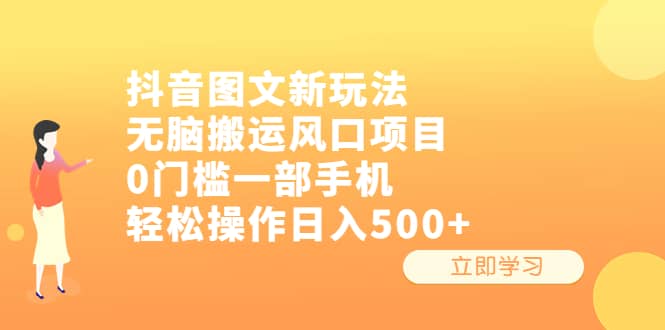 抖音图文新玩法，无脑搬运风口项目，0门槛一部手机轻松操作日入500+-廉价云资源网