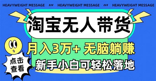 淘宝无人带货3.0高收益玩法，月入3万+，无脑躺赚，新手小白可落地实操-廉价云资源网