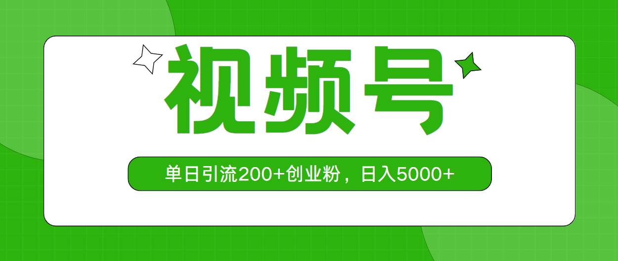 视频号，单日引流200+创业粉，日入5000+-廉价云资源网