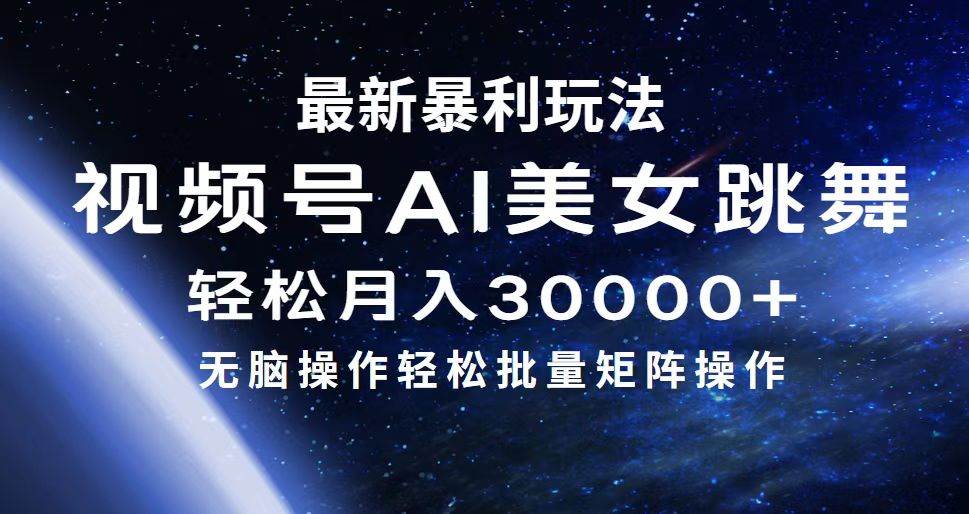 最新暴利玩法视频号AI美女，简单矩阵轻松月入30000+-廉价云资源网
