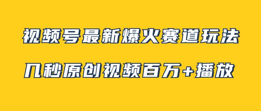 视频号最新爆火赛道玩法，几秒视频可达百万播放，小白即可操作（附素材）-廉价云资源网
