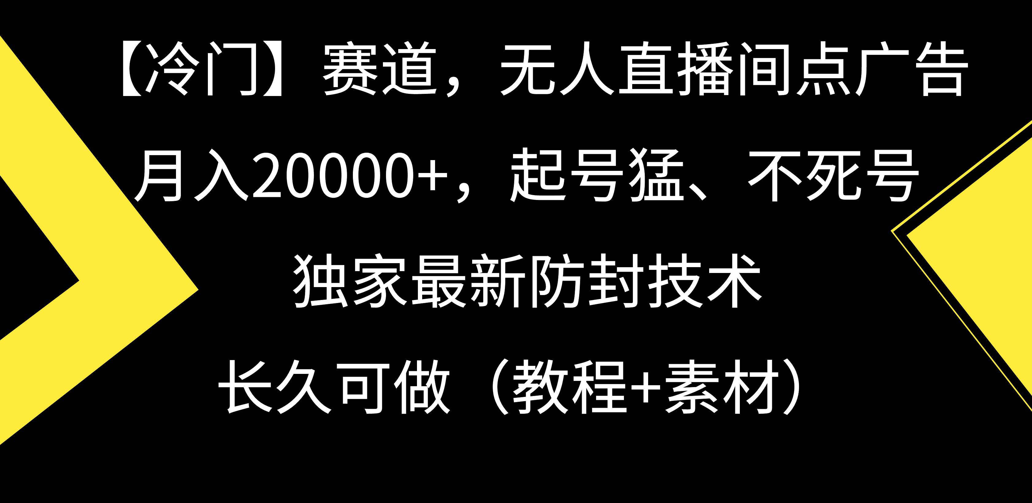 【冷门】赛道，无人直播间点广告，月入20000+，起号猛、不死号，独家最…-廉价云资源网