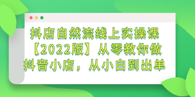 抖店自然流线上实操课【2022版】从零教你做抖音小店，从小白到出单-廉价云资源网