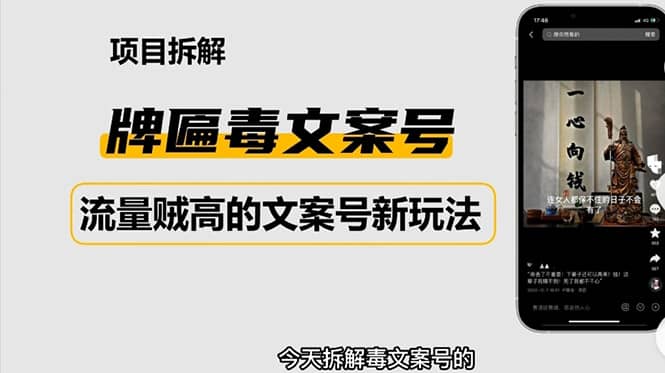 2023抖音快手毒文案新玩法，牌匾文案号，起号快易变现-廉价云资源网