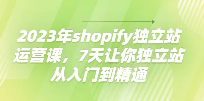 2023年shopify独立站运营课，7天让你独立站从入门到精通-廉价云资源网