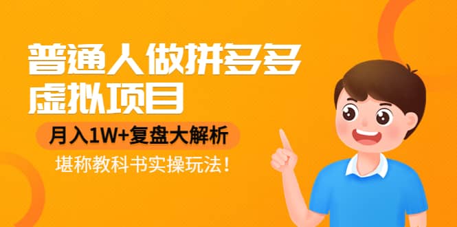 普通人做拼多多虚拟项目，复盘大解析，堪称教科书实操玩法-廉价云资源网