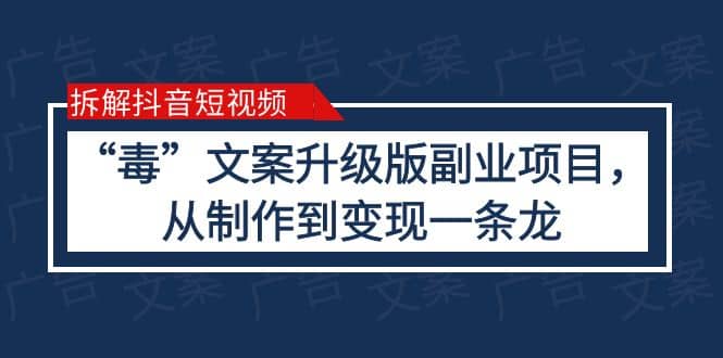 拆解抖音短视频：“毒”文案升级版副业项目，从制作到变现（教程+素材）-廉价云资源网