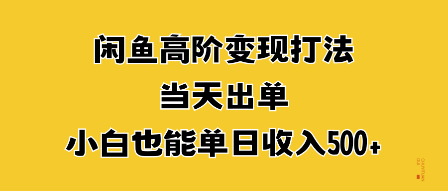 闲鱼高阶变现打法，当天出单，小白也能单日收入500+-廉价云资源网
