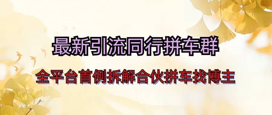 最新引流同行拼车群合伙拼车找博主日引百人新玩法-廉价云资源网