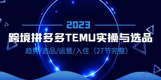 2023跨境·拼多多·TEMU实操与选品，趋势·选品·运营·入住（27节完整）-廉价云资源网