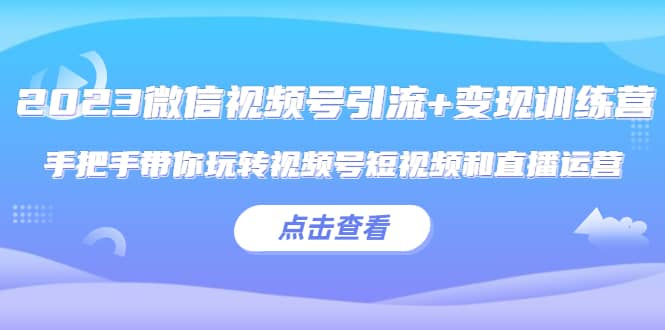 2023微信视频号引流+变现训练营：手把手带你玩转视频号短视频和直播运营-廉价云资源网