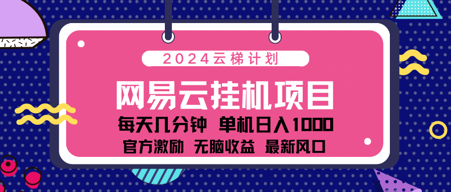 2024网易云云挂g项目！日入1000无脑收益！-廉价云资源网