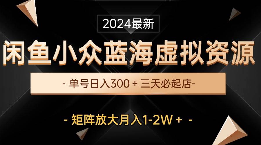 最新闲鱼小众蓝海虚拟资源，单号日入300＋，三天必起店，矩阵放大月入1-2W-廉价云资源网