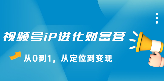 视频号iP进化财富营第1期，21天从0到1，从定位到变现-廉价云资源网