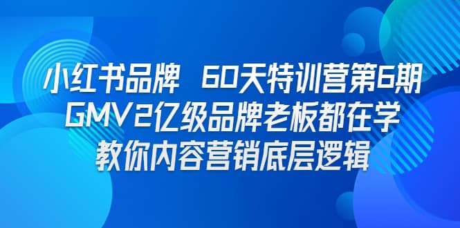 小红书品牌 60天特训营第6期 GMV2亿级品牌老板都在学 教你内容营销底层逻辑-廉价云资源网
