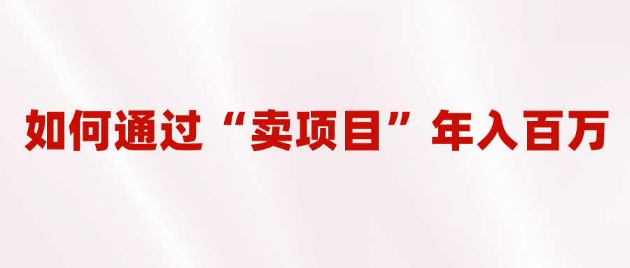2023年最火项目：通过“卖项目”年入百万！普通人逆袭翻身的唯一出路-廉价云资源网