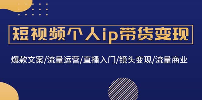 短视频个人ip带货变现：爆款文案/流量运营/直播入门/镜头变现/流量商业-廉价云资源网