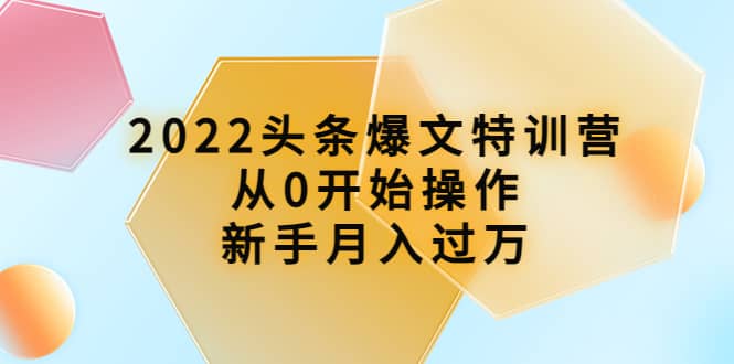2022头条爆文特训营：从0开始操作，新手月入过万（16节课时）-廉价云资源网