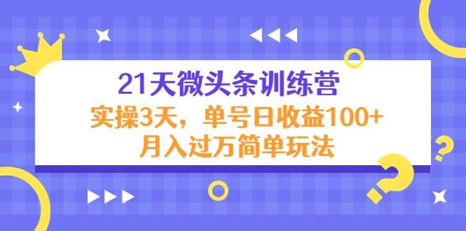 21天微头条训练营，实操3天简单玩法-廉价云资源网