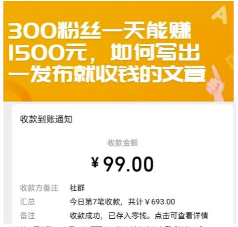 300粉丝一天能赚1500元，如何写出一发布就收钱的文章【付费文章】-廉价云资源网
