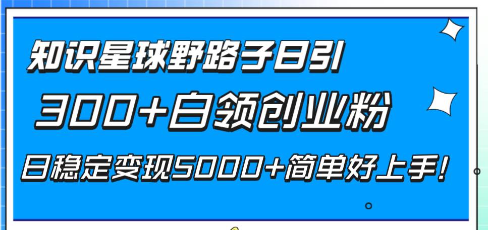 知识星球野路子日引300+白领创业粉，日稳定变现5000+简单好上手！-廉价云资源网