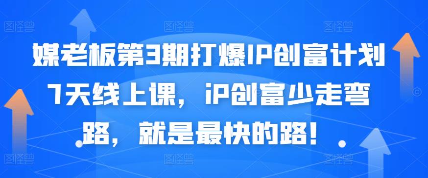 媒老板第3期打爆IP创富计划7天线上课，iP创富少走弯路，就是最快的路！-廉价云资源网