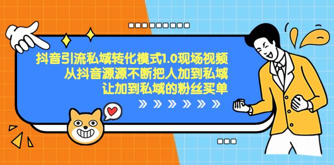 抖音-引流私域转化模式1.0现场视频，从抖音源源不断把人加到私域，让加到私域的粉丝买单-廉价云资源网