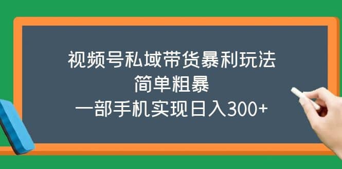 视频号私域带货暴利玩法，简单粗暴-廉价云资源网
