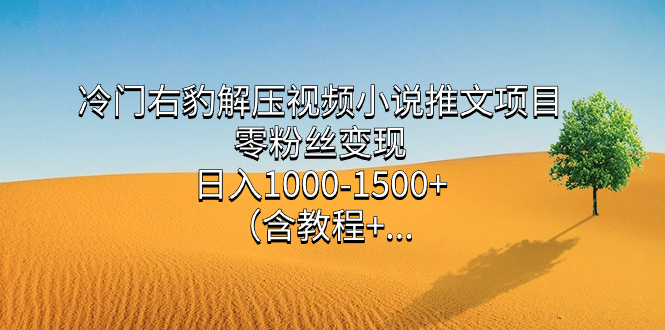 冷门右豹解压视频小说推文项目，零粉丝变现，日入1000-1500+（含教程）-廉价云资源网