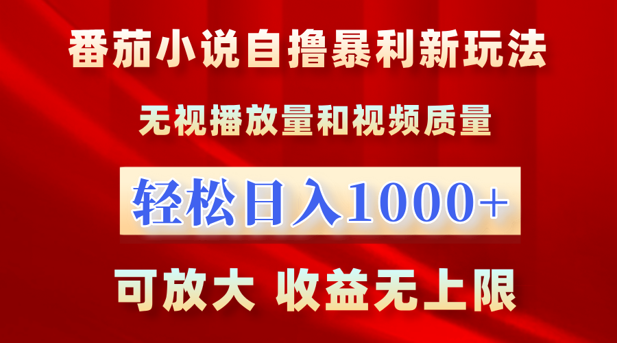 番茄小说自撸暴利新玩法！无视播放量，轻松日入1000+，可放大，收益无上限！-廉价云资源网